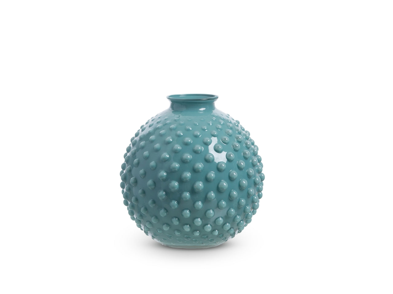 Vaso sfera con decoro a pois ottanio D16 H17- Tom CH London