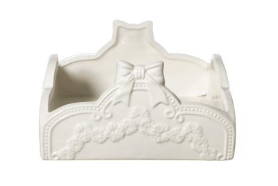 Portatovaglioli quadrato in ceramica con fiocco - L’Arte di nacchi