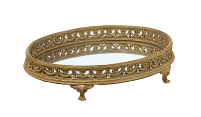 Vassoio ovale oro con specchio piccolo - L'Arte di Nacchi
