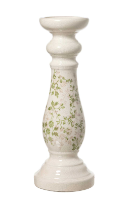 Candeliere con fogliettine verdi e beige 15x40h - L'arte di nacchi