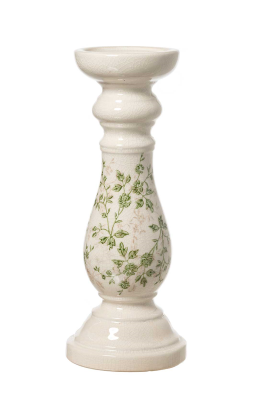 Candeliere con fogliettine verdi e beige 14x36h - L'arte di nacchi