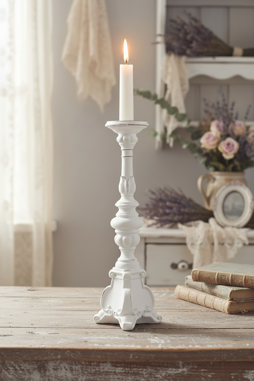 L'arte di nacchi - Candelabro bianco L14xP14xH49,5