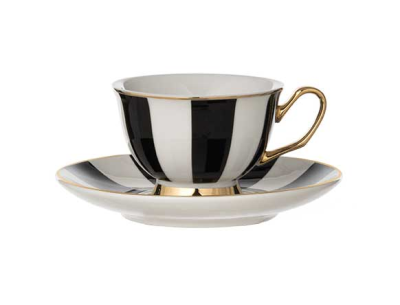 Set 6 tazzine caffè fasciato nero e bordo oro - L'Arte di Nacchi