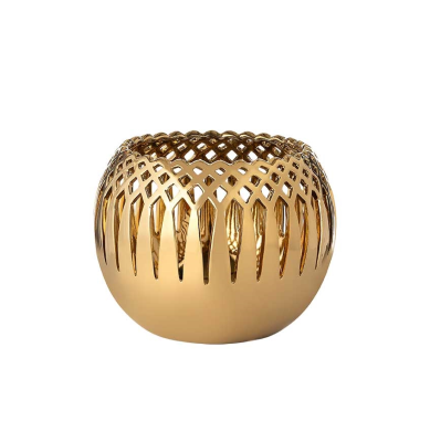 Vaso tondo traforato oro D25 H21,50 - L'arte di nacchi