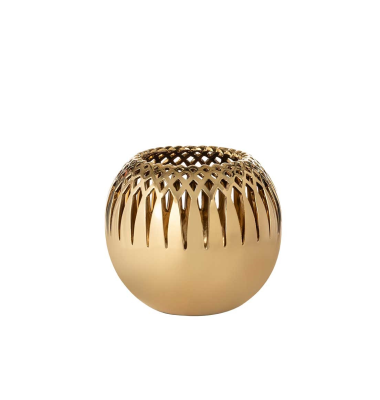 Vaso tondo traforato oro D23 H17,50 - L'arte di nacchi