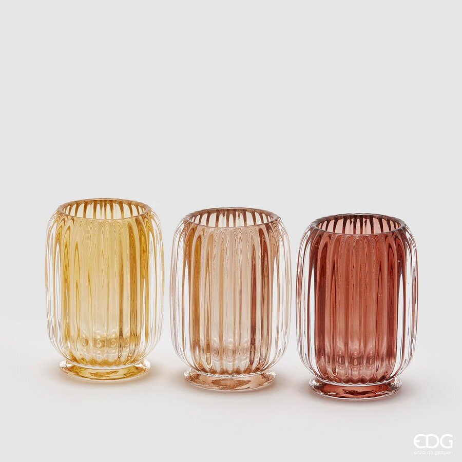 Portacandela righe colorful bombato 3ass. - EDG