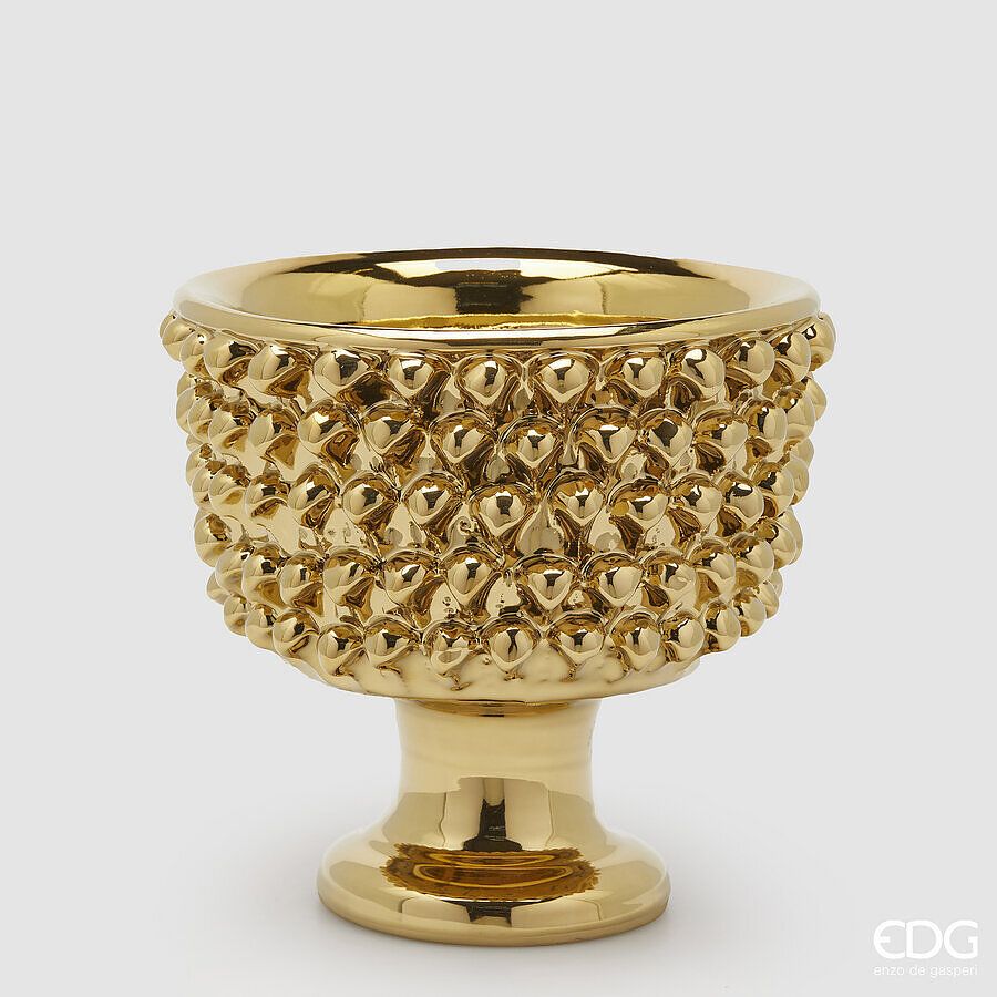 Vaso Fenice pigna ciotola con piede oro D28 H24,5 - EDG