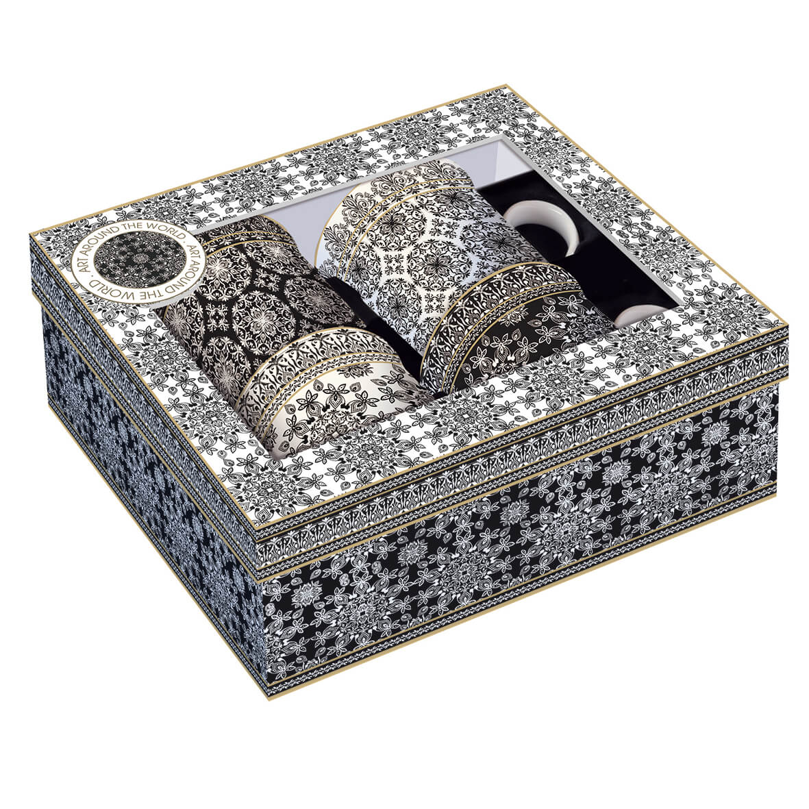 Set 4 tazze in porcellana 300 ml in scatola regalo GEOMETRIC - Easy Life