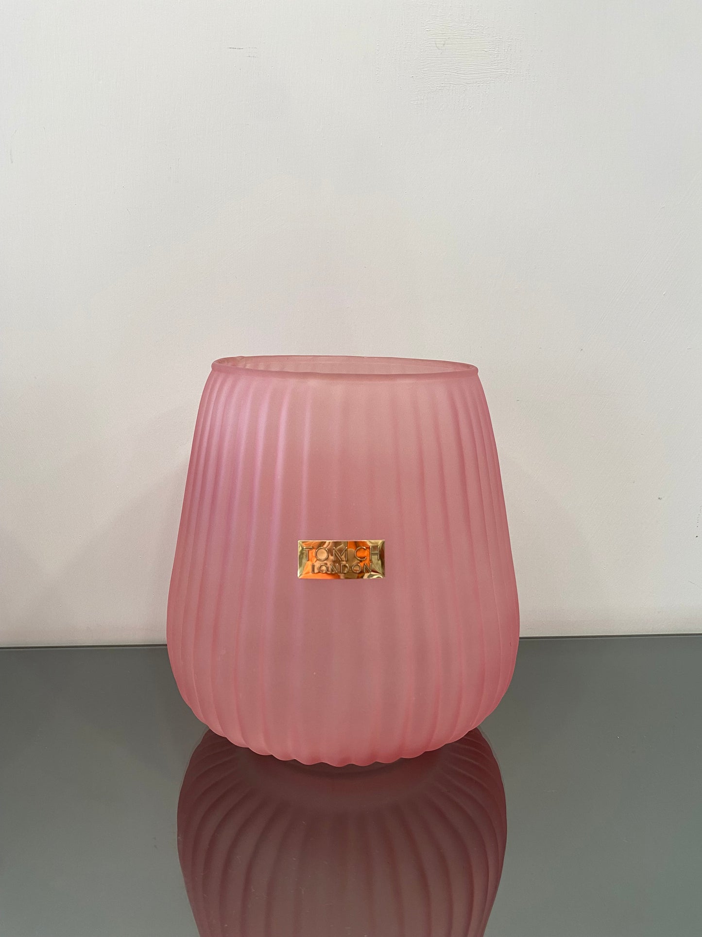 Vaso rigato rosa h 20- Tom Ch