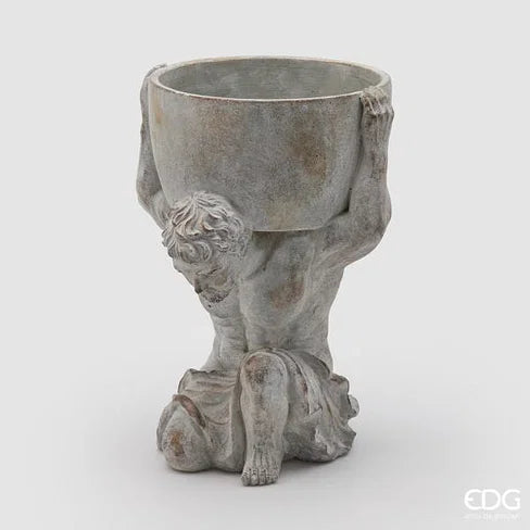 Vaso cementato testa atlante H32 D20 - EDG