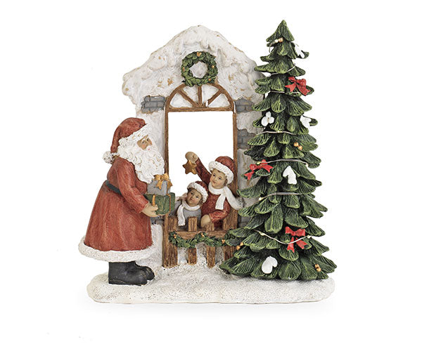 Babbo natale con casa/albero a led- Cartai Basanesi