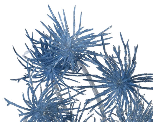 Fiore su stello in argento con glitter 75cm - Decoris