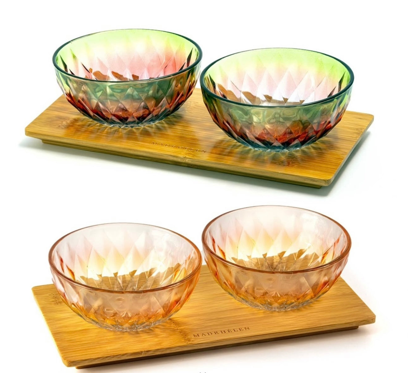 Antipastiera 2 ciotole linea ’Rainbow’ 26.5x13x7cm- Madrhelen