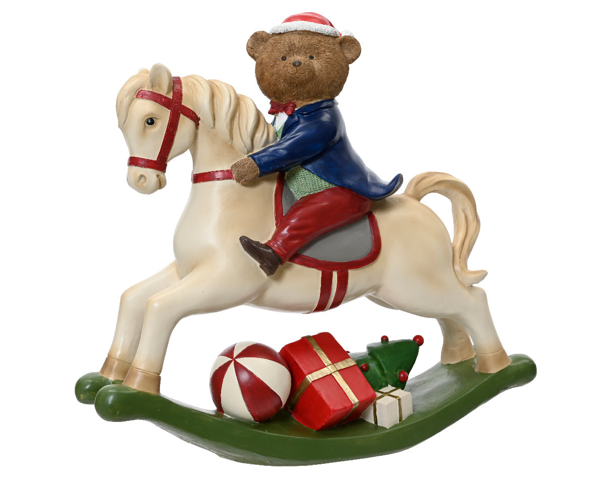 Orso con cavallo decoro natalizio 46x13,5x52 - Decoris