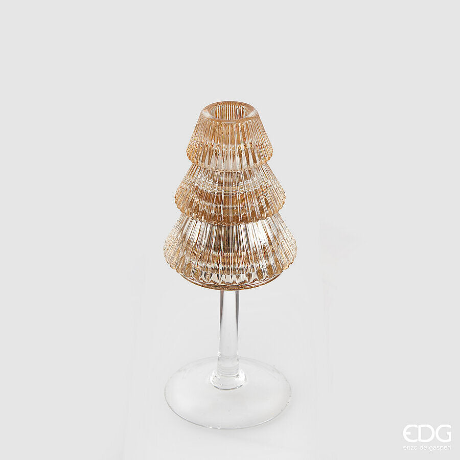 Portacandela in vetro a forma di albero D8 H19 - EDG