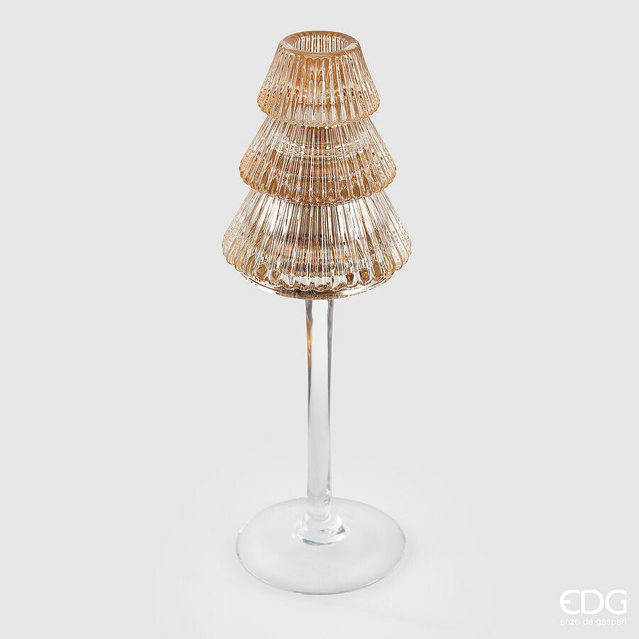 Portacandela in vetro a forma di albero D8 H25 - EDG