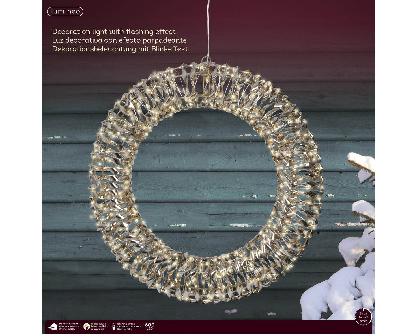 Decoro natalizio ghirlanda in oro con LED L67xP13XH66 - Kaemingk