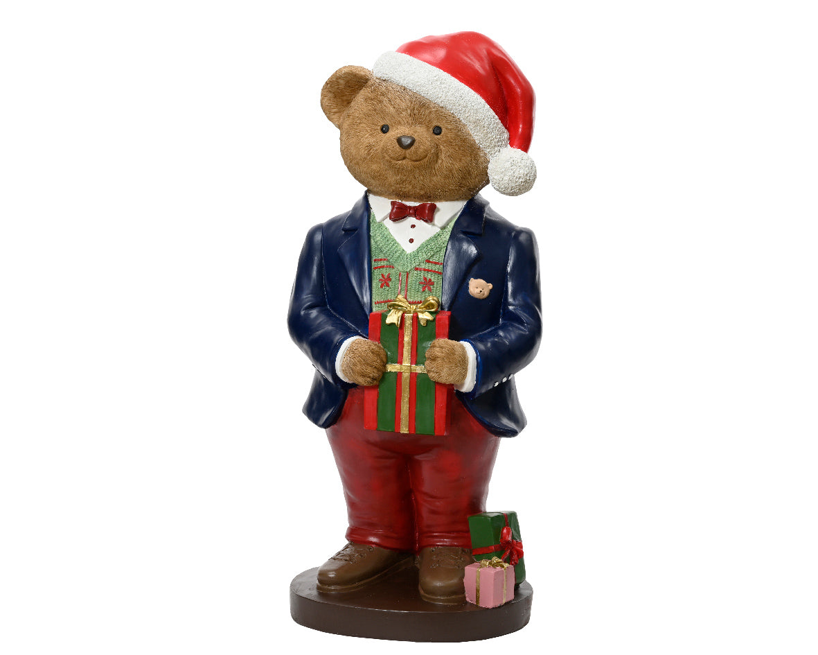 Orso statua con pacco regalo 29x26x67H - Decoris