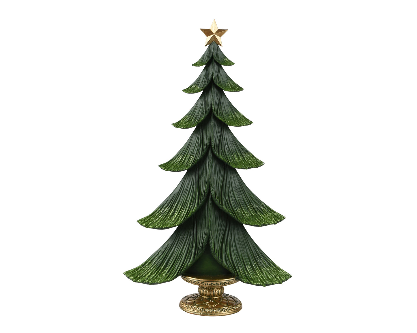 Decoro albero verde glitterato con stella 28x10xH48 - Kaemingk