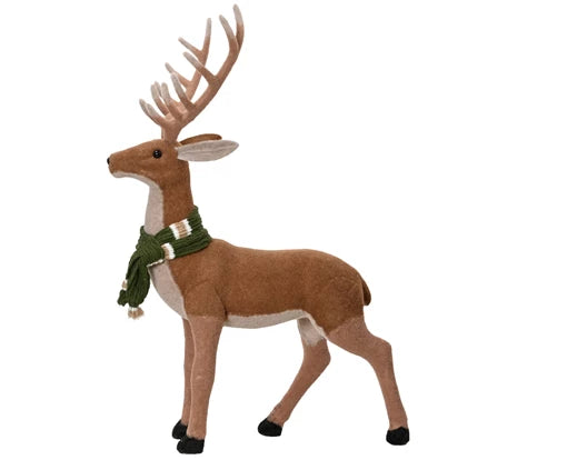 Renna pelliccia con sciarpa verde h120 - Kaemingk