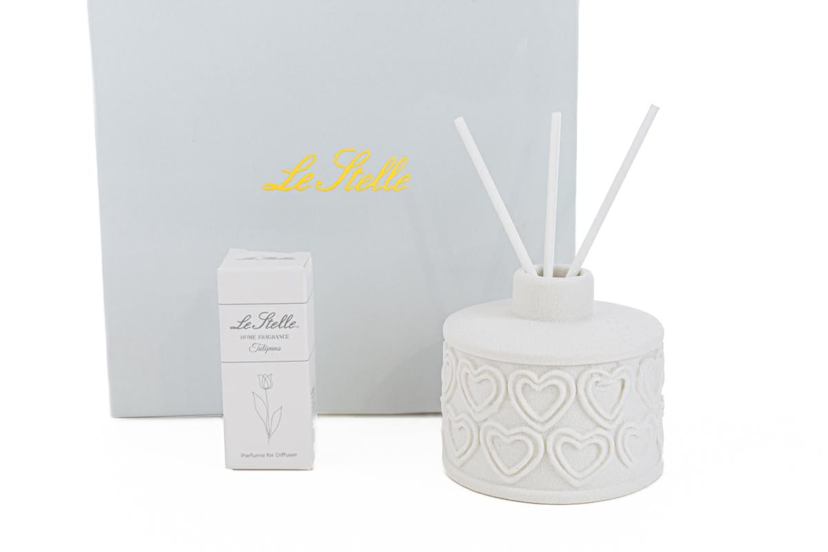 Profumatore decoro cuori porcellana D7x6,5H con astuccio - Le stelle