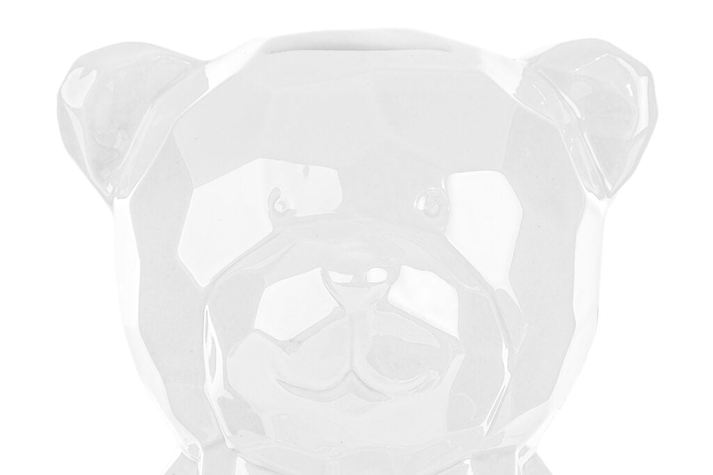 Salvadanaio a orsetto in porcellana bianco 14x13x18H - Le stelle