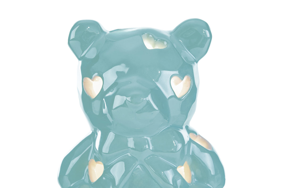 Orsetto in porcellana a led celeste 8x7,5x10H - Le Stelle