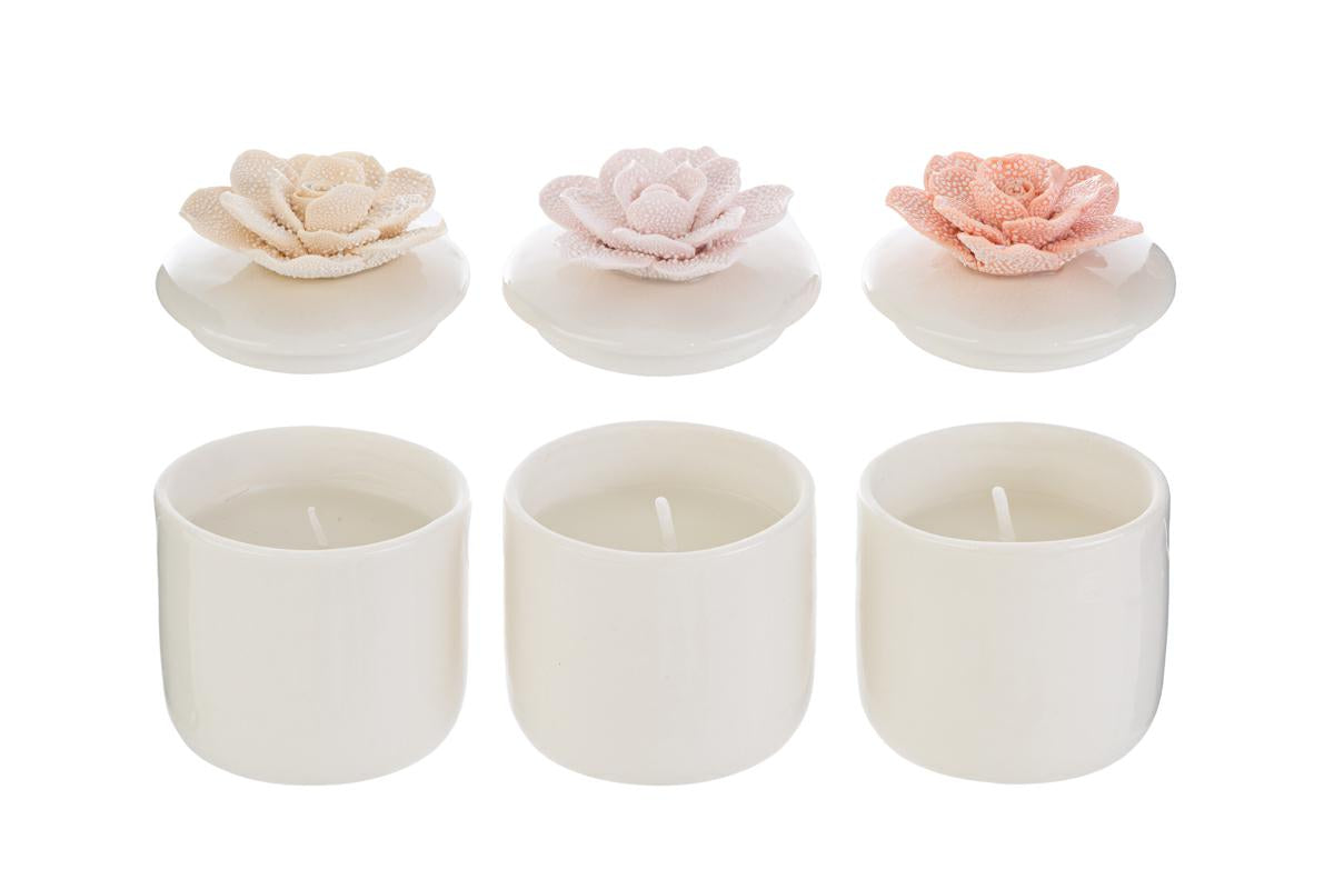 Candela a scatola con fiore in 3 ass. D6 H7,5 - Le Stelle