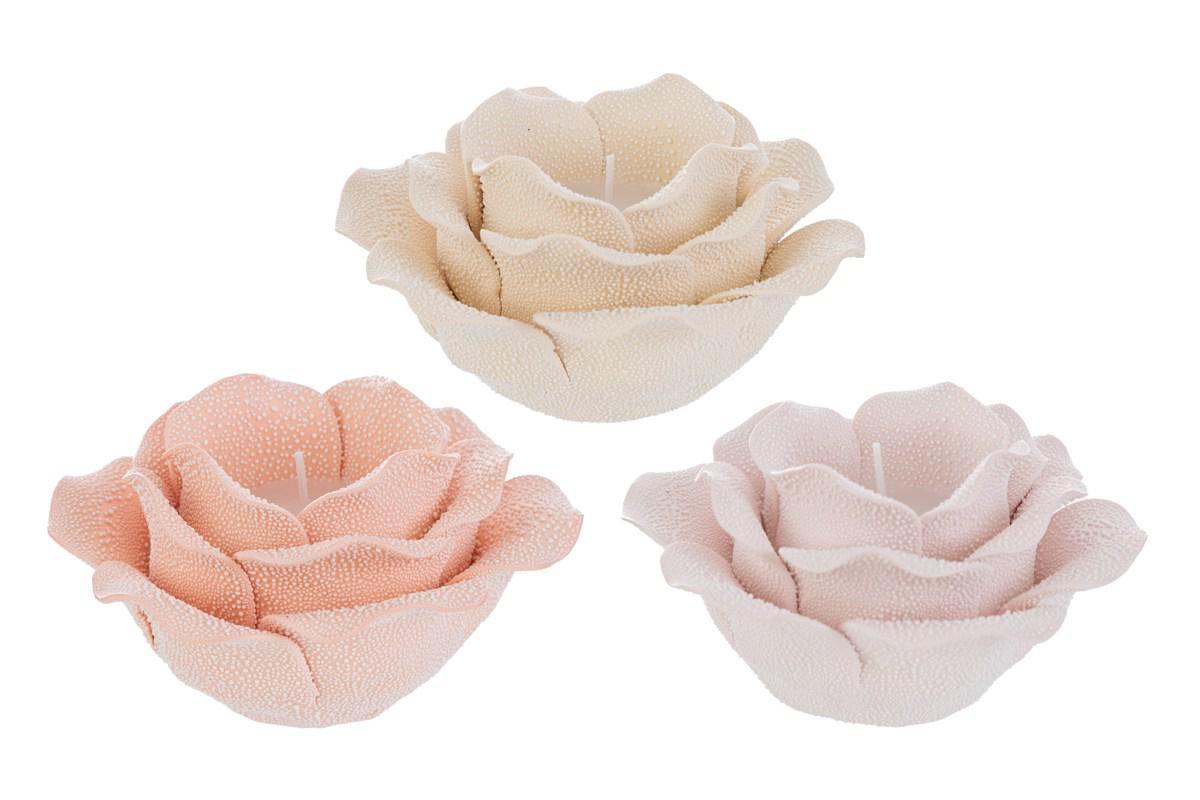 Candela a forma di fiore in 3 ass. D12,5 H6,5 Le Stelle