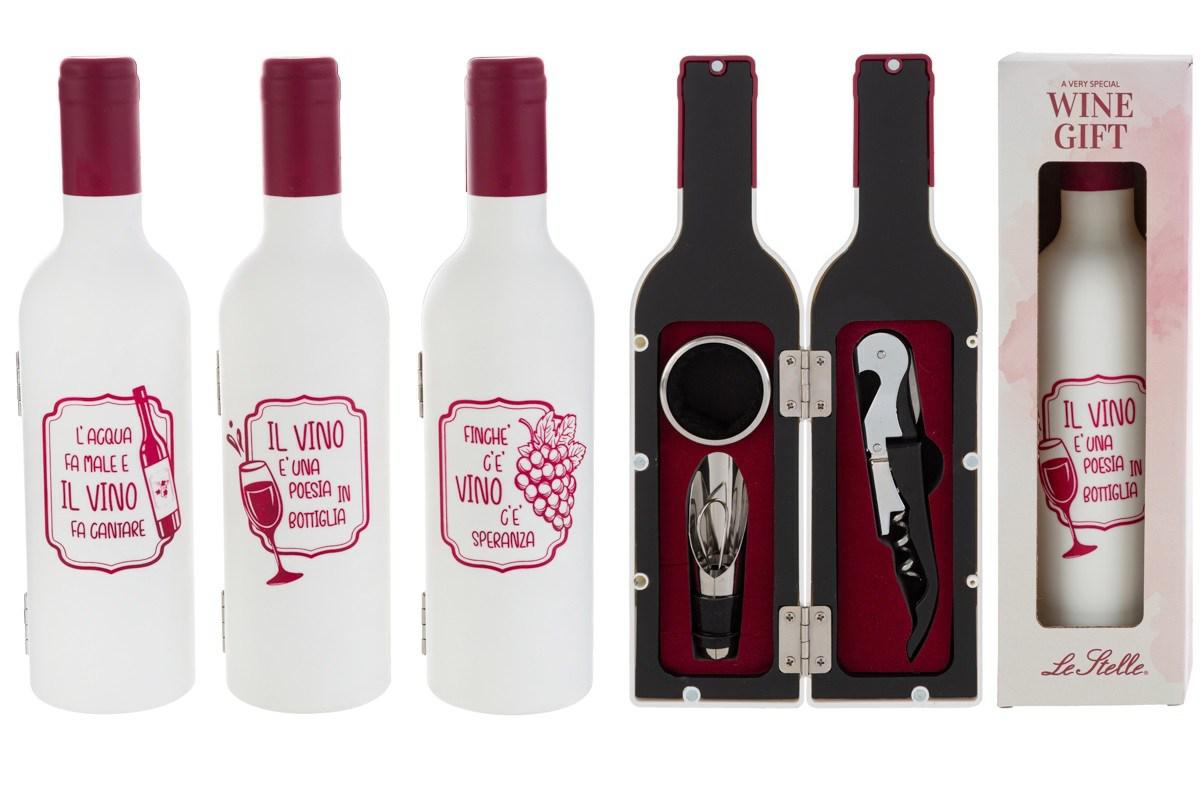 Bottiglie di vino ass. con 3 accessori per vino - Le stelle