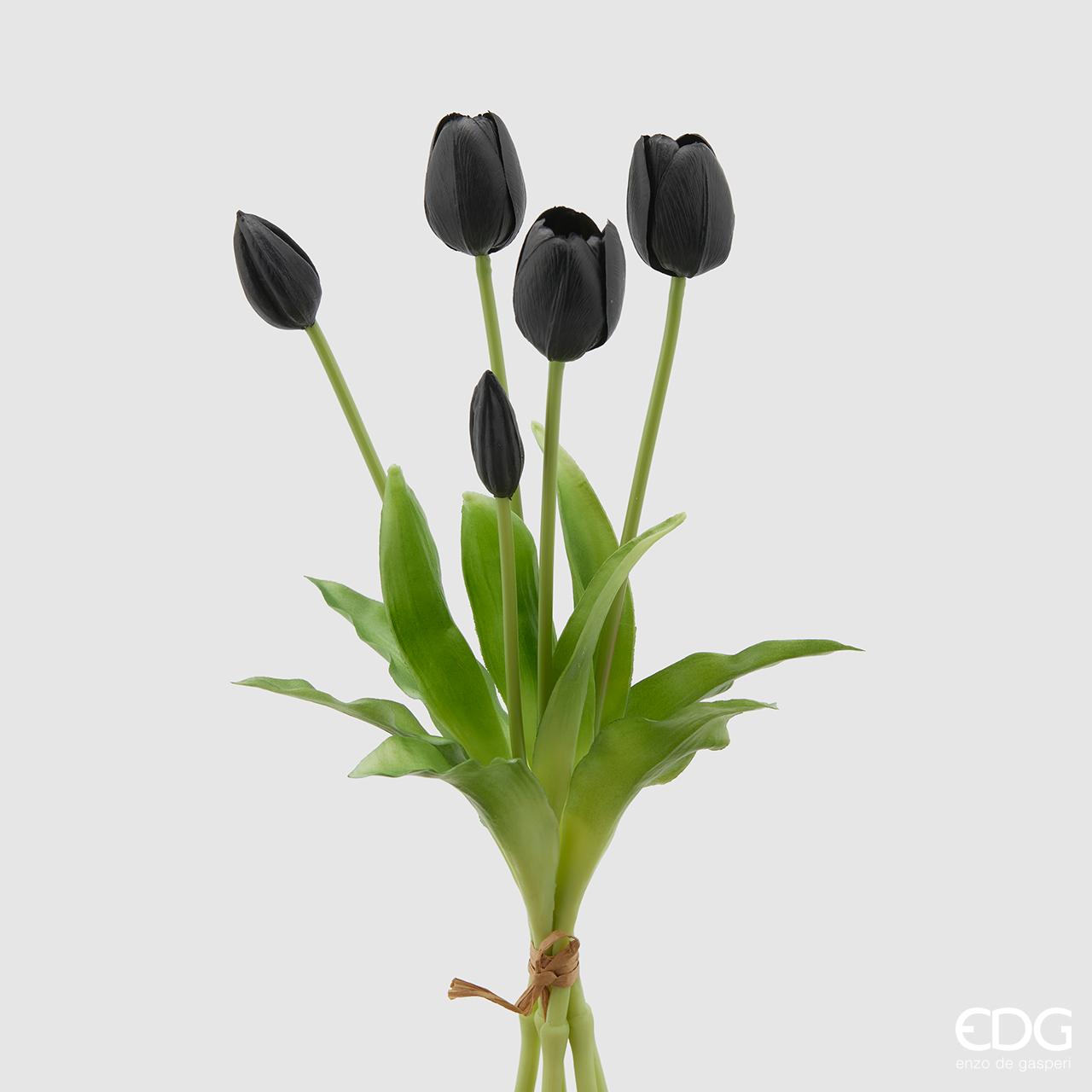 Tulipani gommati mazzo da 5 boccioli H40 nero - EDG