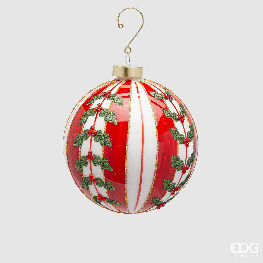 Sfere decoro a righe e agrifogli D12 - EDG