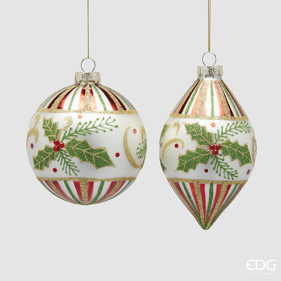 Sfere decorate con agrifoglio 'Holly' D10 - EDG