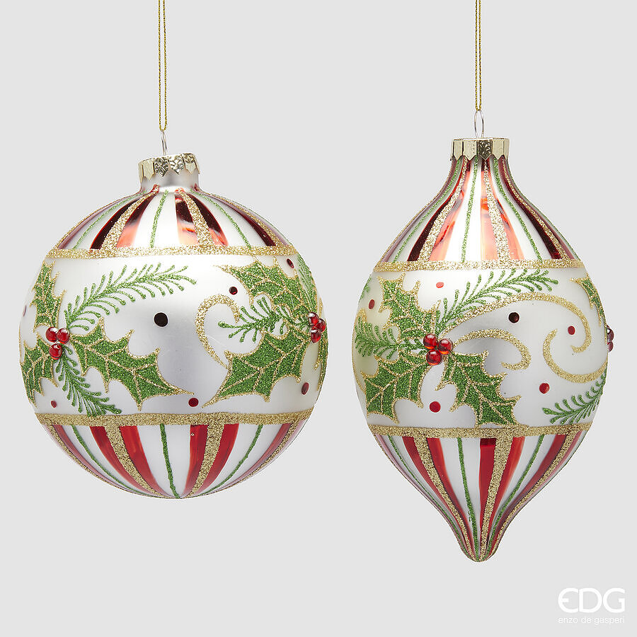 Sfere decorate con agrifoglio 'Holly' D12 - EDG