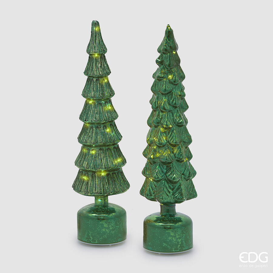 Decoro Albero 'Pino Twist' in vetro D 9 H35 verde - EDG