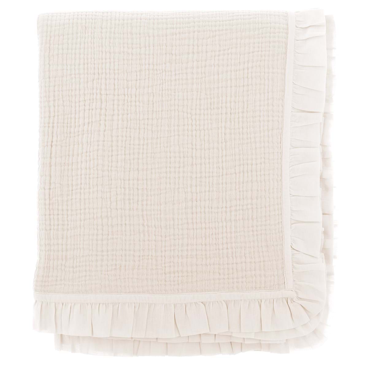 Copriletto matrimoniale con gala 255x255 collezione 'Rochelle' - Blanc Mariclò