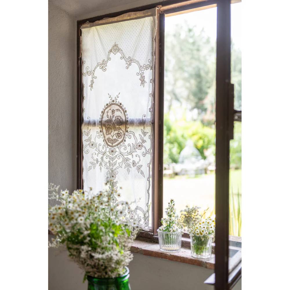 Coppia Tende per finestra serie 'Dentelle' 60x220 - Blanc Mariclò