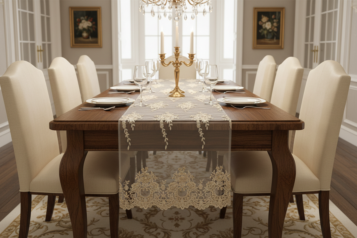 Runner linea 'Dentelle' 40x160 colore naturale - Blanc Mariclò