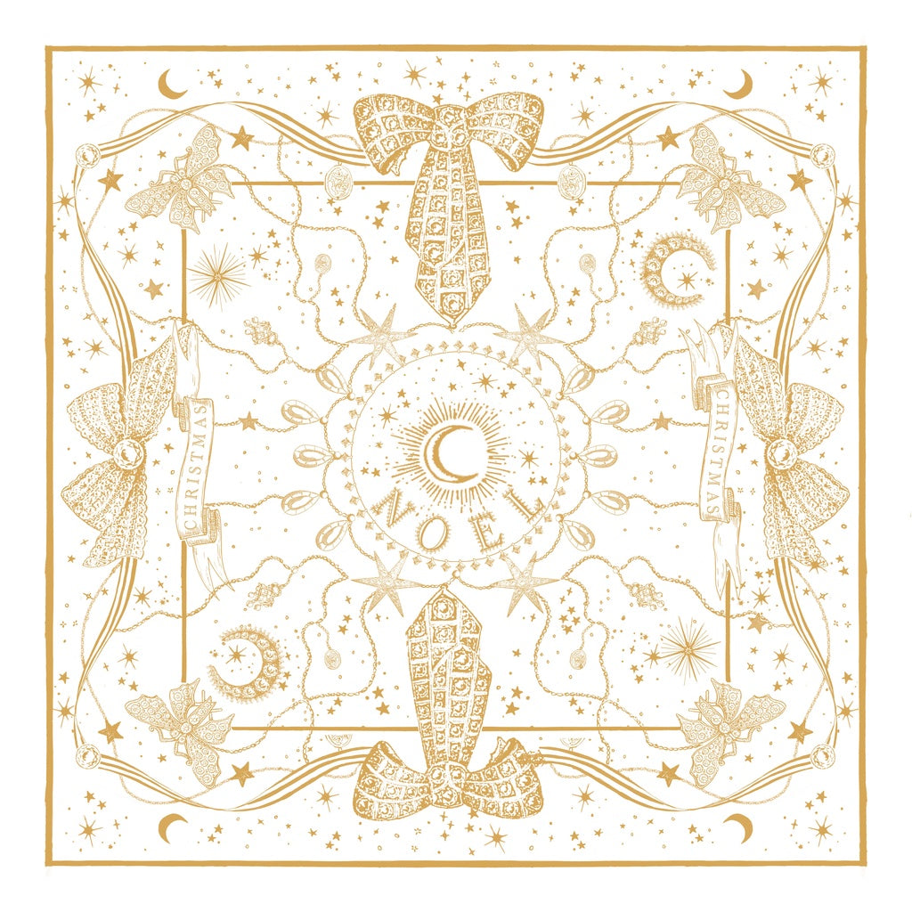 Foulard/Porta panettone serie 'La Fable Doree' 110x110 - Blanc Maricló