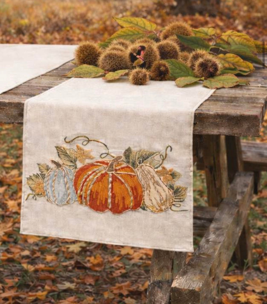 Runner ‘Marigold’ con applicazione zucca 160x45 - Clodette