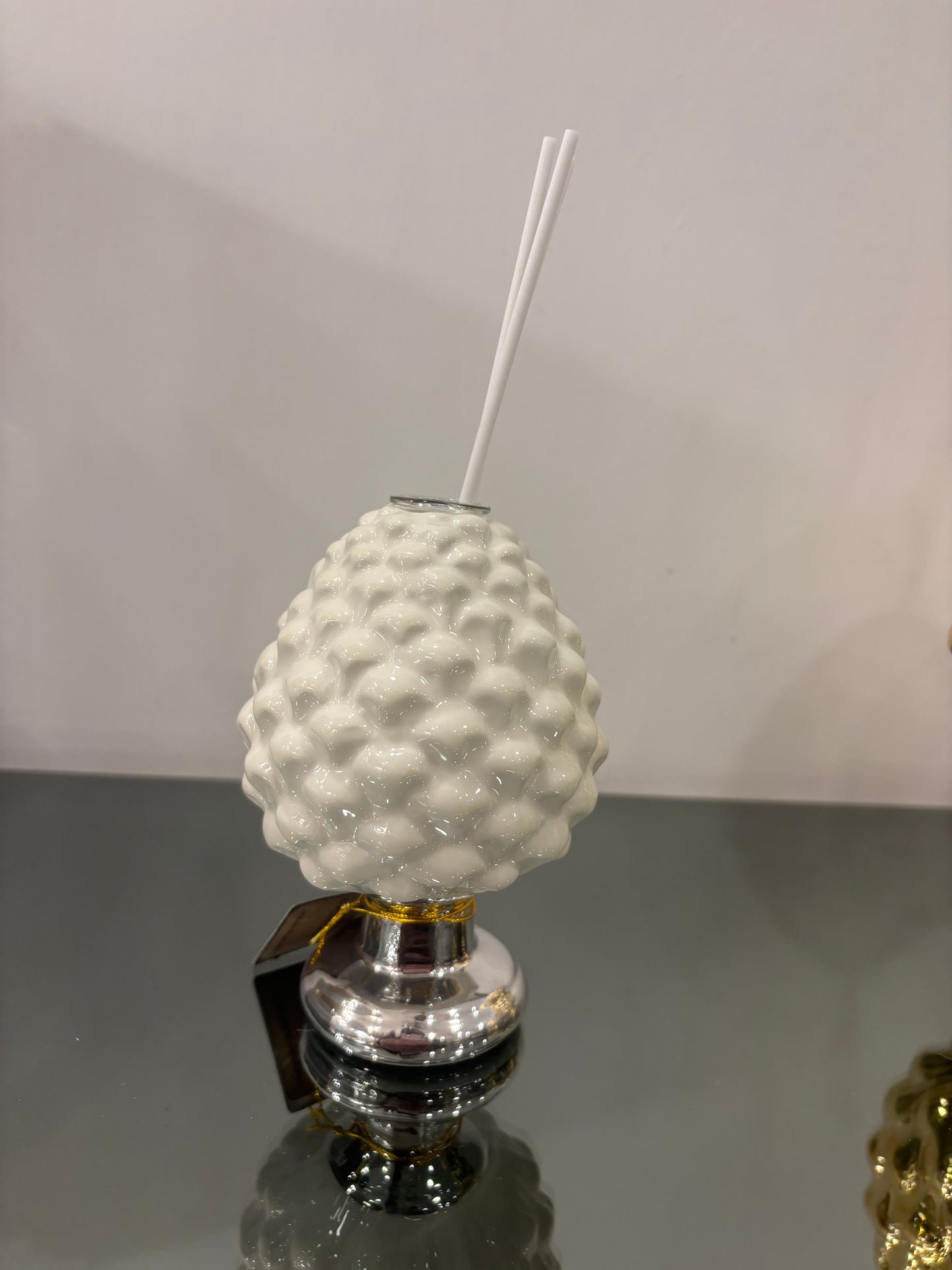 Pigna diffusore bianca/argento 12,5h ceramica - Encantada