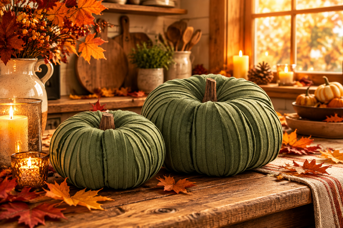Set 2 Decoro zucca in tessuto - Blanc Mariclò