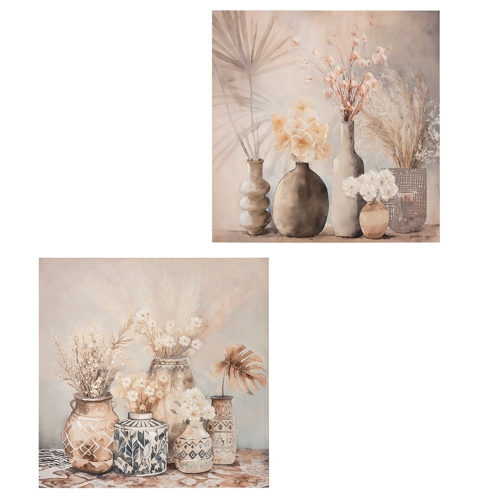 Coppia tele vasi con fiori 80x80x2,5 - L'Arte di Nacchi