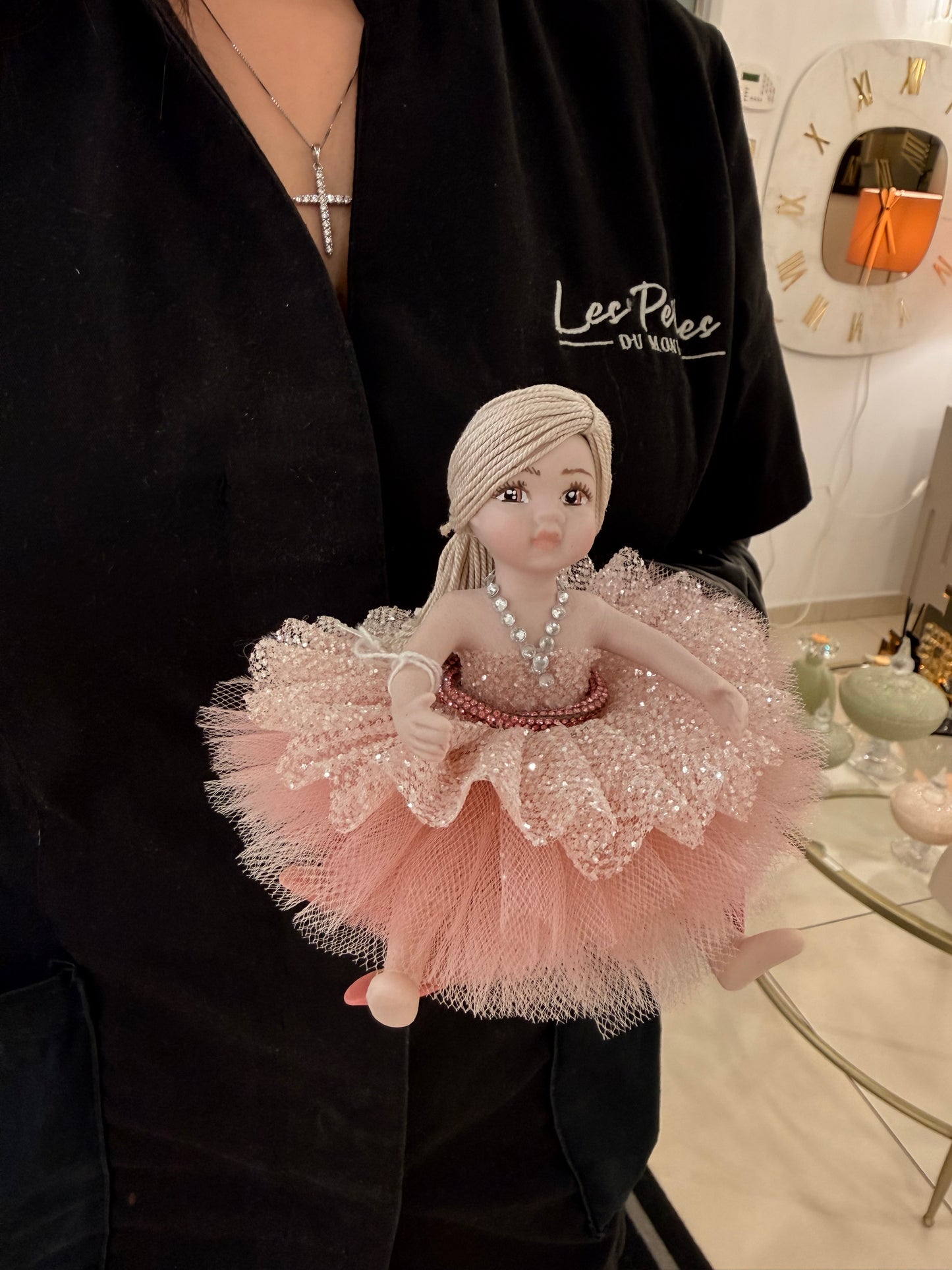 MBambola in tulle piccola rosa D10xH10