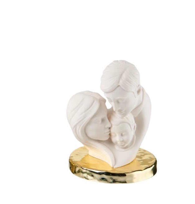 Sacra famiglia con base bianco e oro 'Linea Bicolette'
