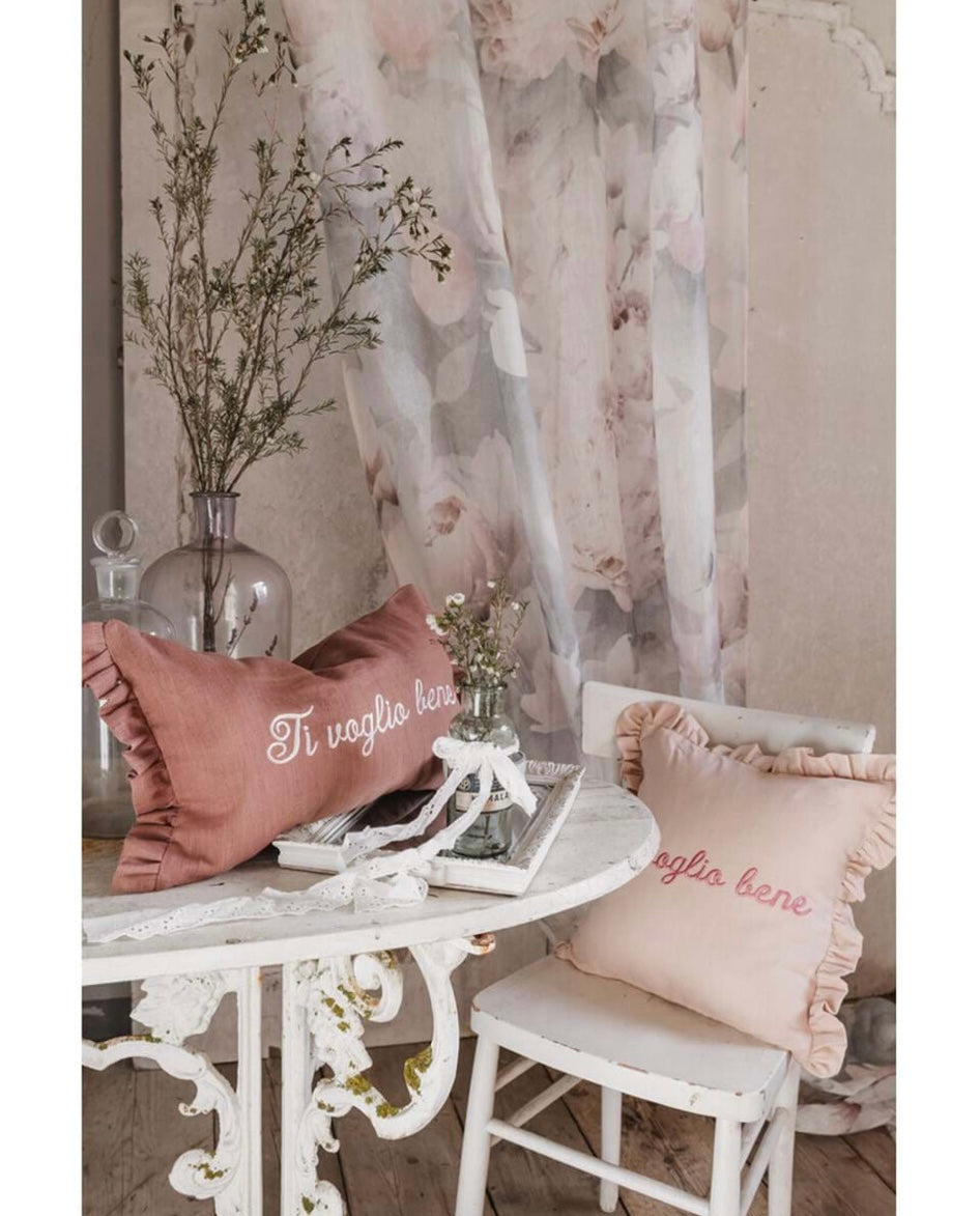Cuscino con gala ‘Ti voglio Bene’ 40x40 rosa - Blanc Maricló