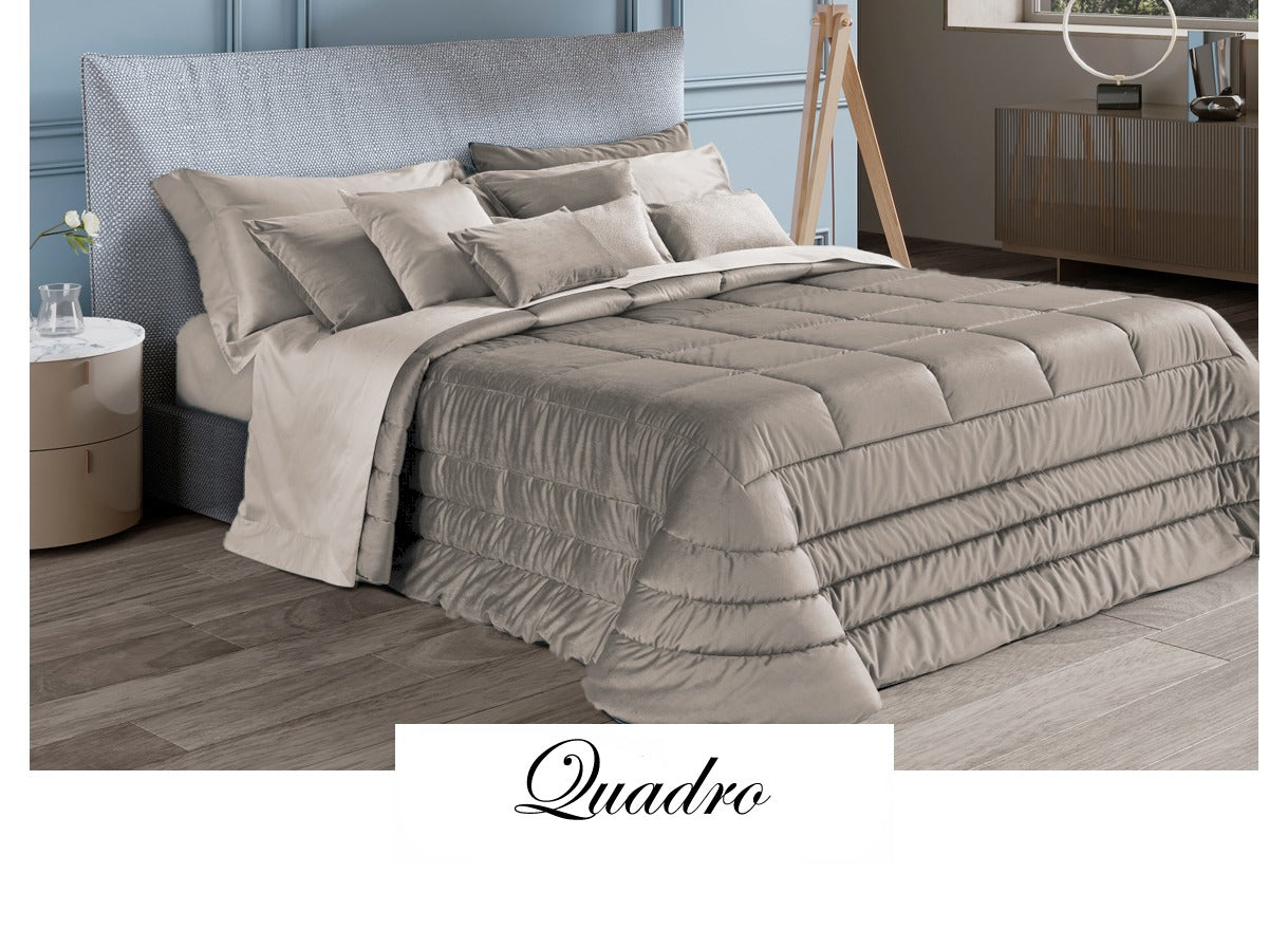 Trapunta matrimoniale in velluto 260x260 beige - Clodette