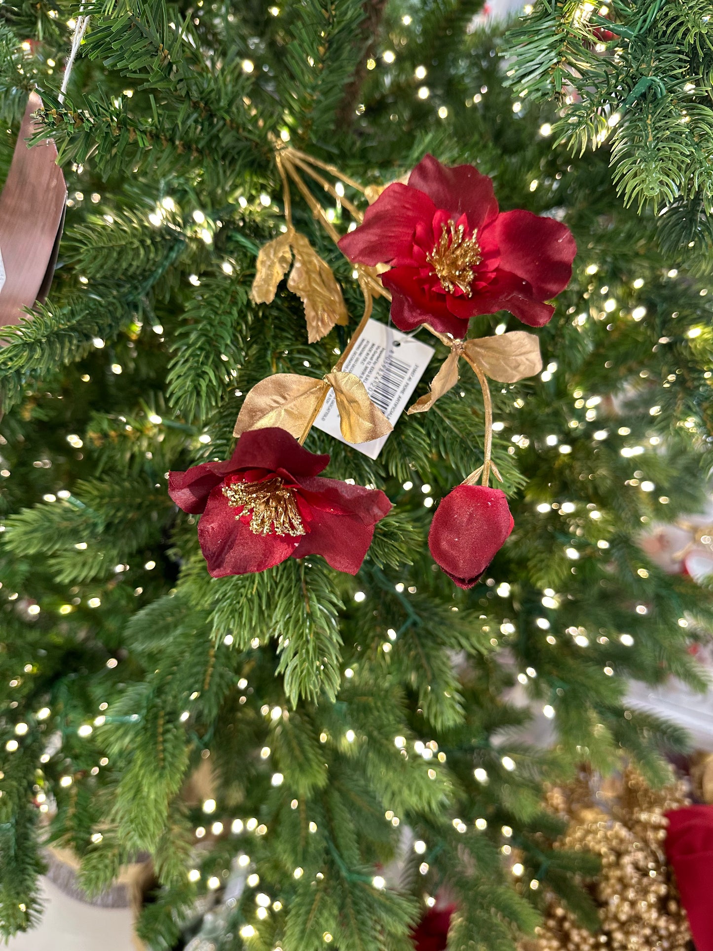 Ramo con 2 fiori e un bocciolo e ramo stelo oro H50 - EDG