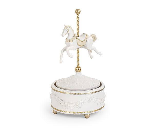 Carillon con cavallino avorio H23 - Cartai Bassanesi