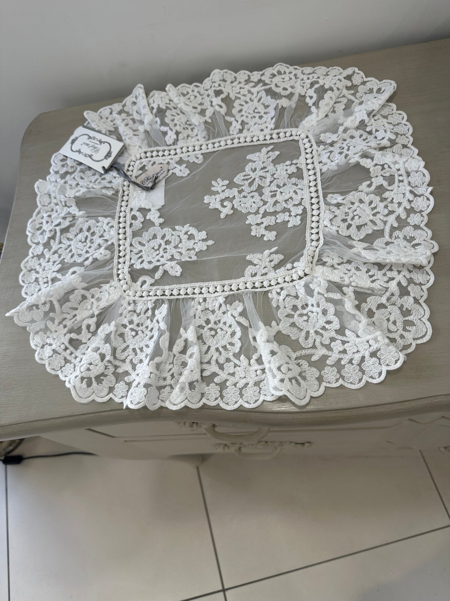 Centrino volant ‘Flora’ colore naturale 45x45 - Chez moi